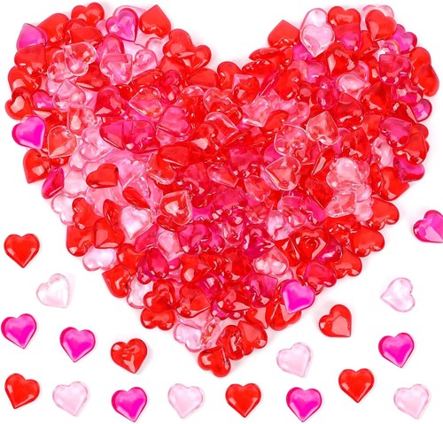 Heart Gems Decorations, 165pcs Acrylic Valentine's Day Red Rose Pink - Picture 1 of 8