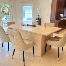 Leather Dining Chairs Set of 2 Upholstered Side Chairs with Lion Nailhead Trim