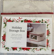 Holiday Storage Box w Clear Window Christmas Decor Organizer 11.3” x 11.3" x 8"