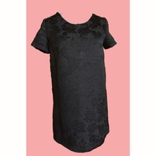 Silence + noise Anthropologie Little black shift dress raise jacquard fabric S