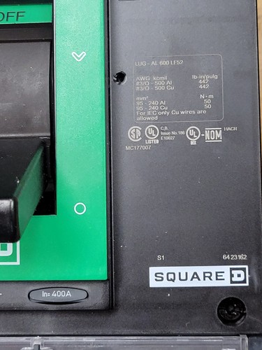 Square D LDA36400U31X I-Line Circuit Breaker 400A 600V 3P - Picture 3 of 14