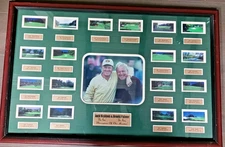 "CHAMPIONS OF THE MASTERS" ARNOLD PALMER  JACK NICKLAUS FRAMED GOLF PLAQUE PRINT