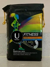 U by Kotex Fitness Wrapped Regular Daily Liners Pads Dual Flex Zones 40 NEW