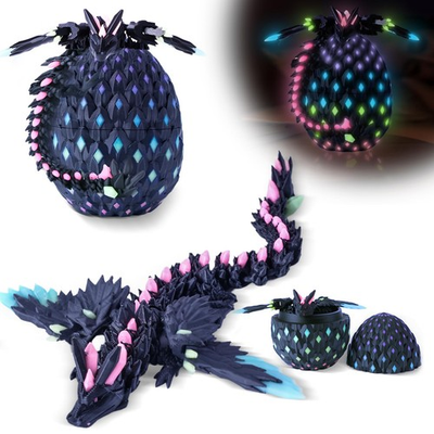 #ad 3D Printed Dragon Eggs with Wings Rainbow Glow in The Dark CoolArticulated C... $19.85