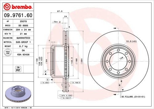 09976160 BREMSSCHEIBEN SATZ HINTEN BREMBO 2PCS NEU OE QUALITÄT - Picture 2 of 5