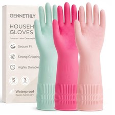 Cleaning Rubber Gloves, Waterproof Non-Slip Long Cuff Dishwashing Household K...