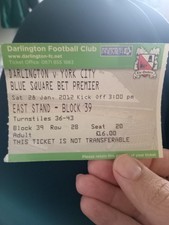 Darlington vs York City Match Ticket 28.01.12