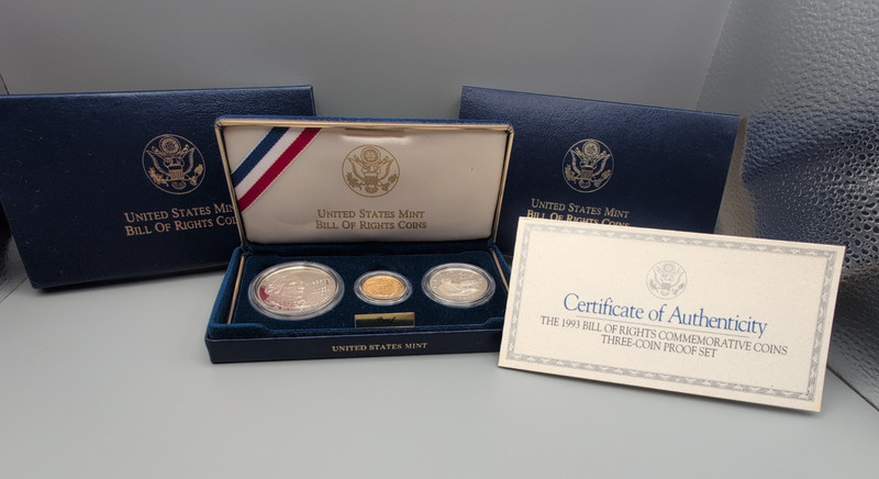 1993 James Madison & Bill of Rights Commemorative Three-Coin Proof Set OGP/COA