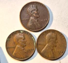 1938 P, D, S, Lincoln Wheat Cent, Penny, Fine Condition