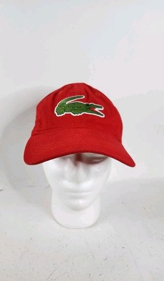 Lacoste Hat One Size Red Strapback Cap Big Alligator Logo Good Condition 
