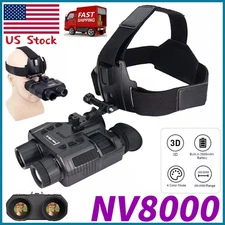 NV8000 Night Vision 4XZoom Binoculars Goggles 1080P Head Mount Infrared US STOCK