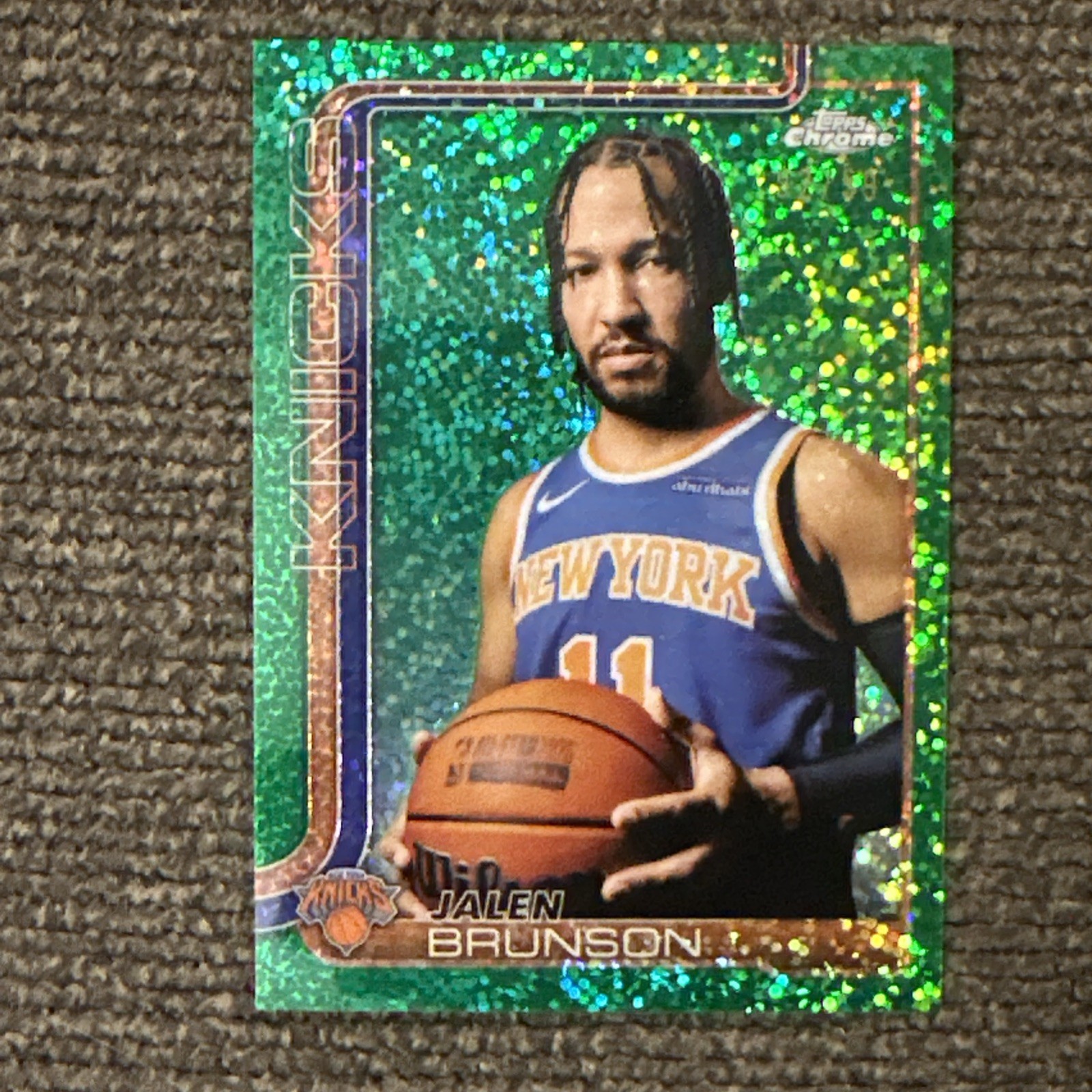 🔥2025-2026 Topps Chrome /99 Green Speckle Image Variation Jalen Brunson SSP