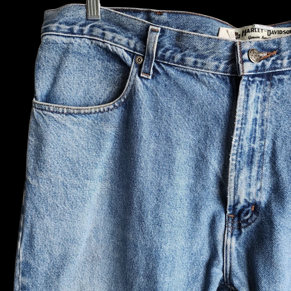 Мужские синие джинсы Harley-Davidson размер 40x30 прямые штанины джинсовые мотоциклетные брюки - Изображение 4 из 4