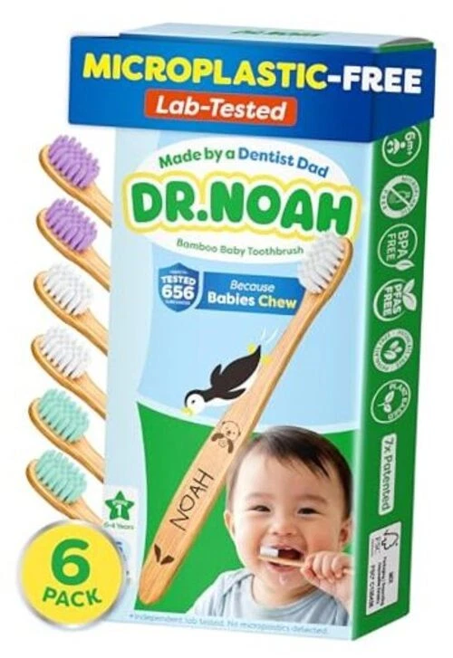Dr. Noah Bamboo Toothbrush - Microplastic-Free - 6 Pack - Dentist