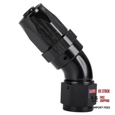 45 Degree Elbow Swivel Hose End Full Flow Fitting Adapter 8AN Black - 45 Degree