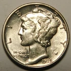1939 P Mercury Dime AU-BU Actual Coin Pictured- Not Cleaned, Polished or Dipped