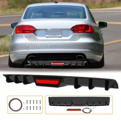 For VW Jetta Rear Bumper Diffuser Lip Spoiler Splitter w/ LED Tail Brake Light