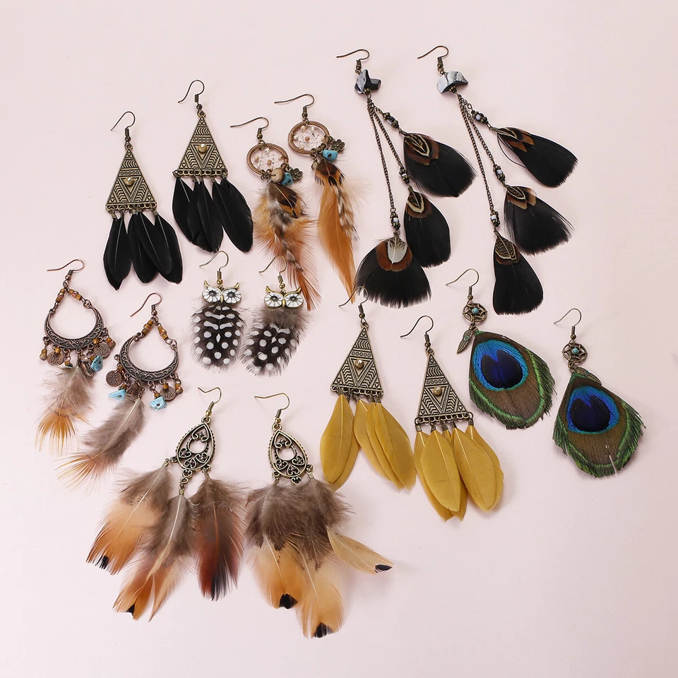 Wholesale 30 Pairs Vintage Retro Dangle Stud Earrings Boho Hoop Jewelry Lot - Image 4 of 4