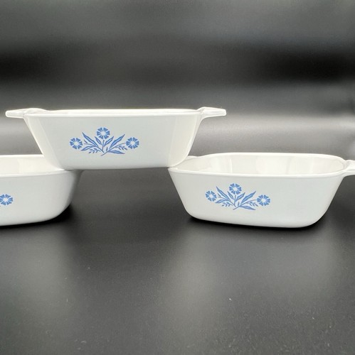 3 Vintage Corning Ware Kornblumenblau Zierliche Pfannen P-41-B Backen Aufbewahrung 1,75 C - Bild 5 von 15
