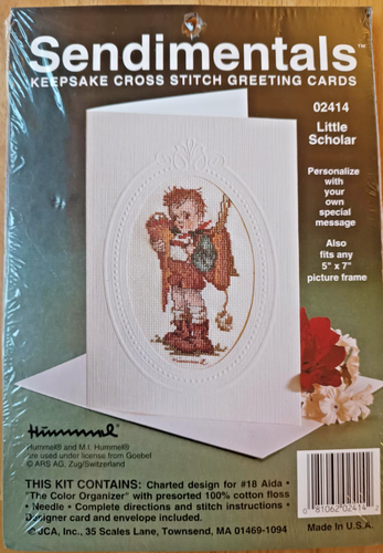 Vintage New Sendimentals Hummel Keepsake Cross Stitch Card Little Scholar 02414