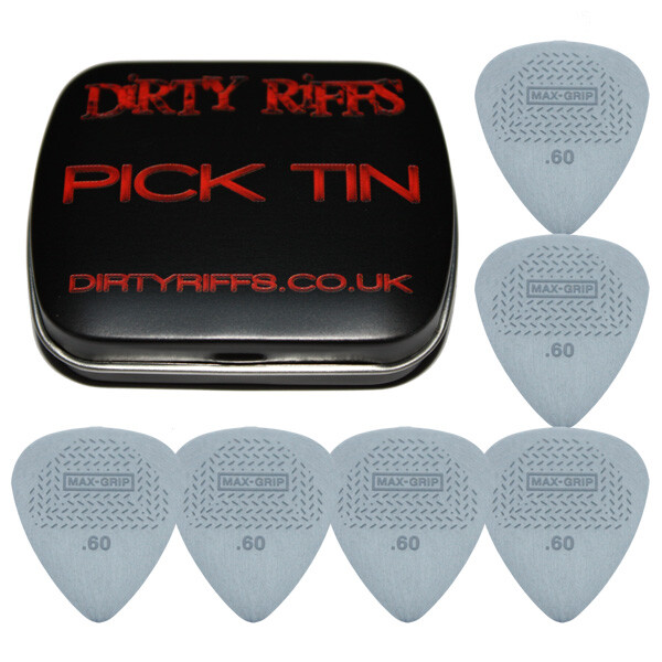 6 x Dunlop Max Grip Standard Guitar Picks / Plectrums - 0.60mm In A Pick Tin