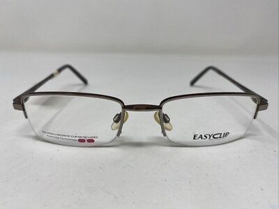 Easy Clip M S3122 20 52-19-140 Brown/Gray Metal Half Rim Eyeglasses Frame E524
