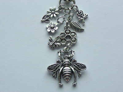 BUMBLEBEE HONEYCOMB BEE HIVE FLOWERS KEY CHAIN CLIP FOR PURSE FOB ZIPPER PULL