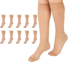 L'eggs Everyday Women's Nylon Knee Highs Reinforced Toe Sun Tan - 10-Pack