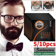 Men Black Beard Simple Hair Dye Color Shampoo Permanent Darkening Hair Coloring