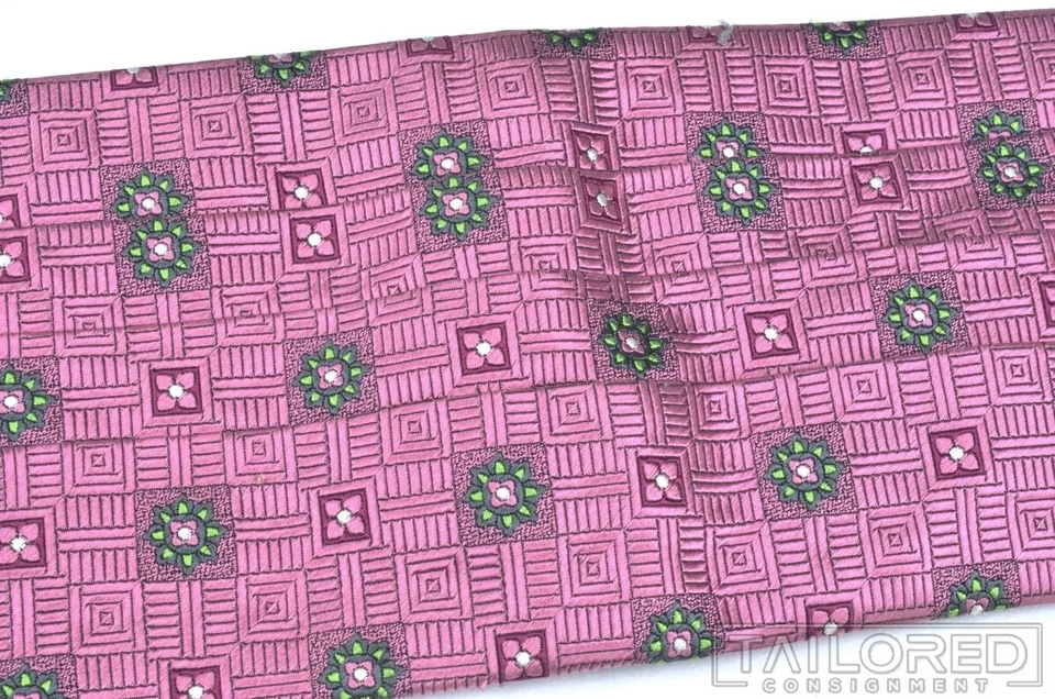 Robert Talbott Rosa Geométrico 100% Seda Hombre Plisado Cummerbund Foto 2 de 3