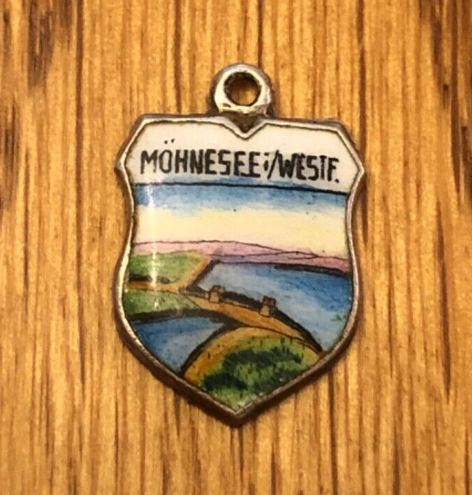 Vintage Mohnesee Wesie Coat of Arms 800 Reu Silver Enamel Shield Charm