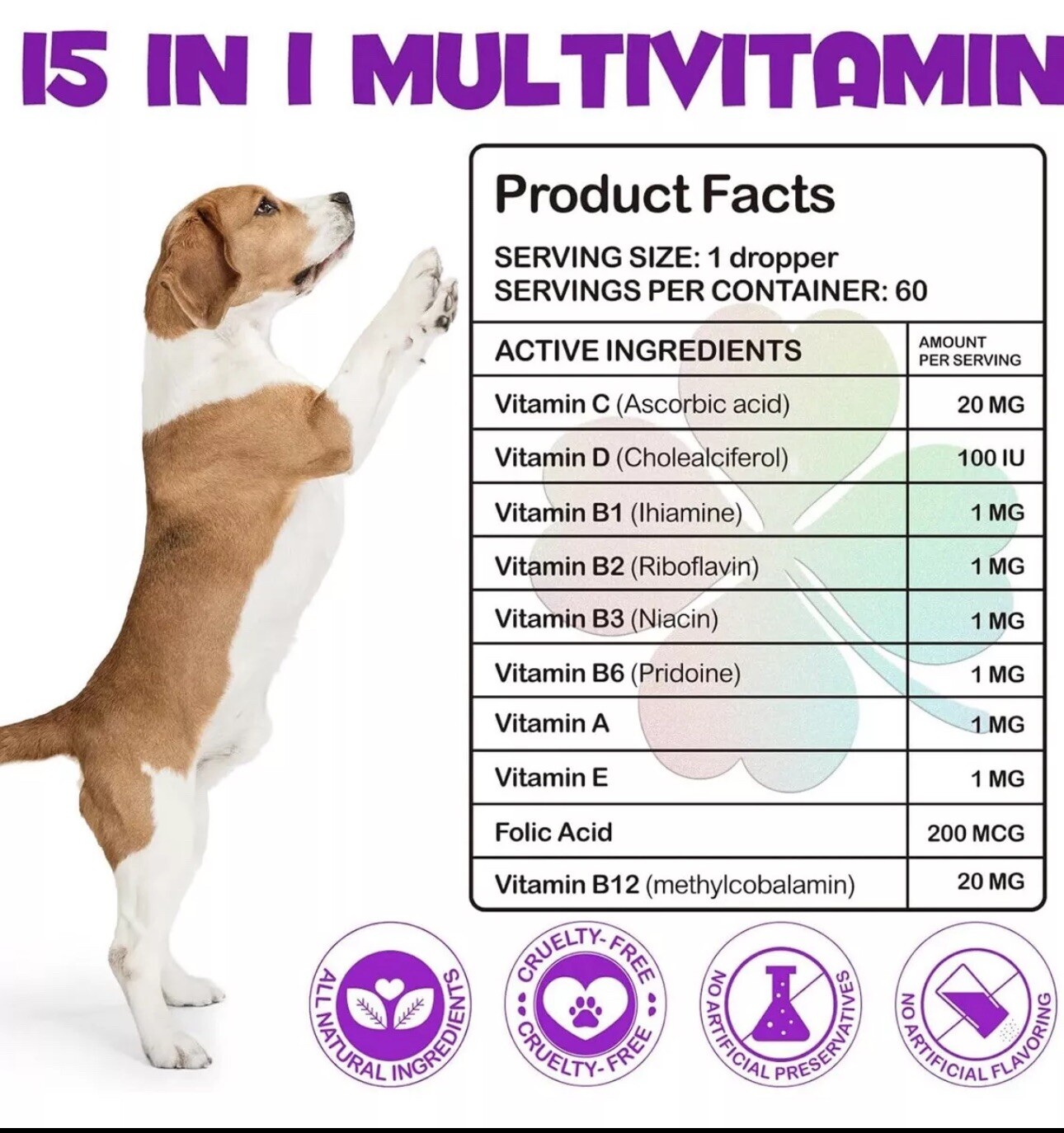 15-in-1 Multivitamin for Dogs &ndash; 60 ML Dog Vitamins & Supplement