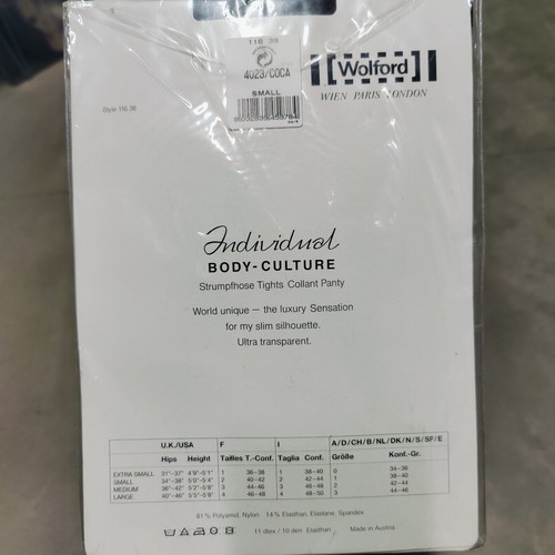 Medias Wolford Individuales Body-Culture Bragas Pequeñas Coca 11638 Nuevo Antiguo Stock - Imagen 2 de 4