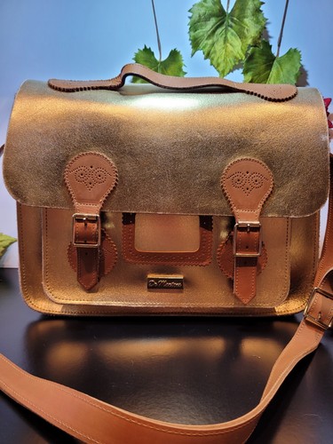 STUNNING!!! Dr Martens Gold/Tan 15 inch *Made in England* Satchel/Bag - Picture 16 of 24