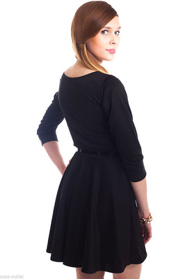 Gorgeous Black Plain Belted Skater Mini Dress With Waist belt Set | eBay Gorgeous Black Plain Belted Skater Mini Dress With Waist belt Set | eBay