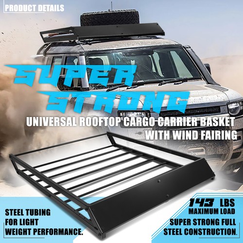 43"X35.5"Roof Rack Top Cargo Luggage Carrier Basket+Wind Fairing