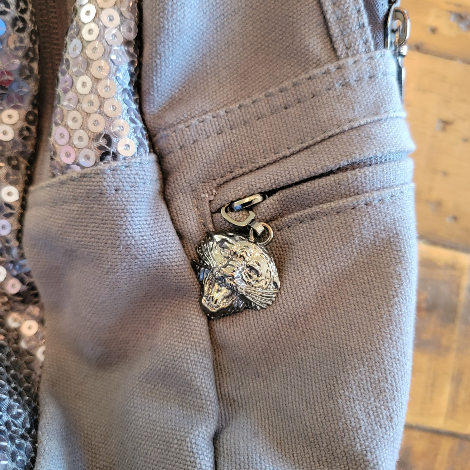 Ed Hardy Sequin Backpack Gray Grey EUC - image 11