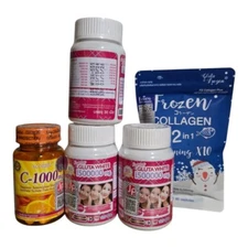 3 Pcs Supreme Gluta White Softgel, Frozen Collagen & Acorbic Vitamin C 1pc Each