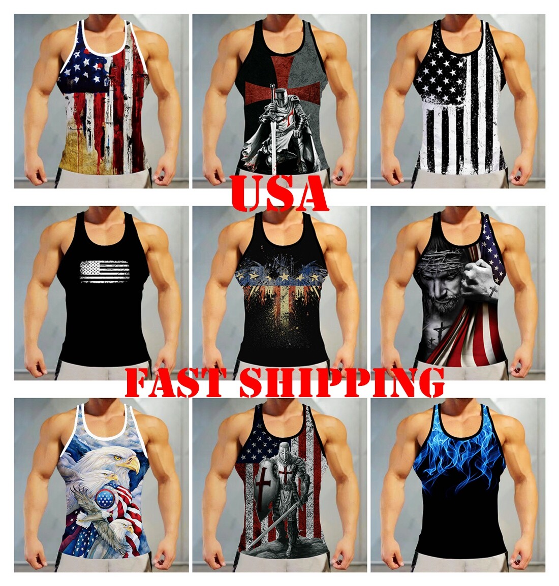 Tank Top Men's Sleeveless T Shirt Stringer Vest Activewear Bodybuilding Training-image