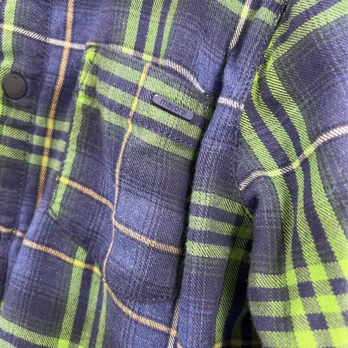 Mayoral Blue Green Plaid Snap Front Lined Shirt Jacket Kids Size 5 - Picture 5 of 9