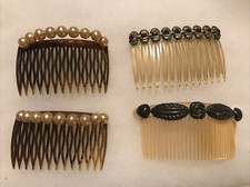 4 Vintage Plastic Decorative Hair Combs