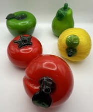 Vintage Hand Blown Art Glass Fruit  Vegetables Lot of 5 Murano Style READ Desc
