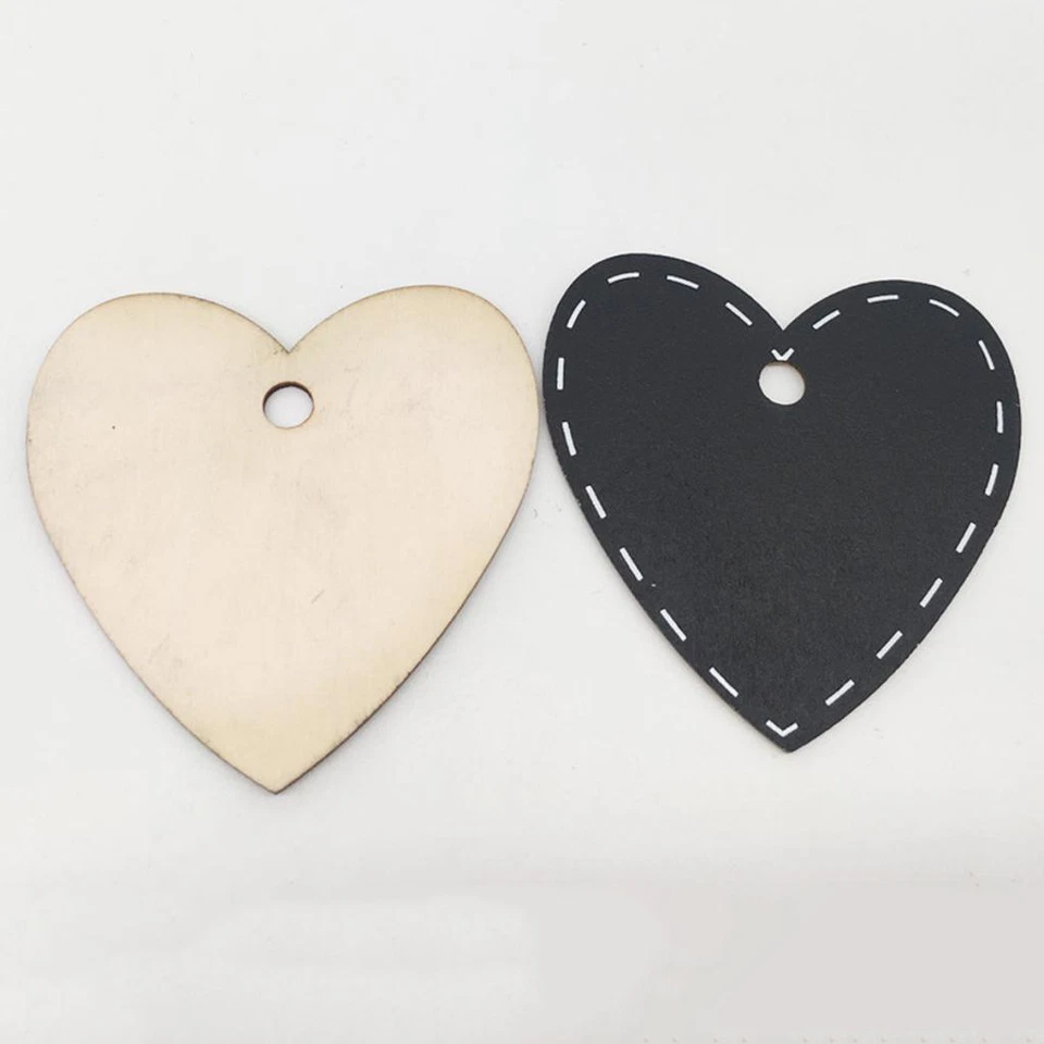 10pcs Mini Heart Shaped Chalk Message Memo Board Blackboard Hanging Tag 73mm - Image 4 of 4