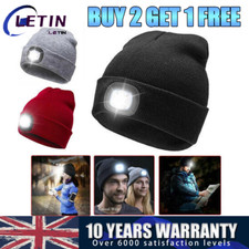 Image of LED Beanie USB Rechargeable Lighted Cap Running Hat with Headlight Unisex Winter