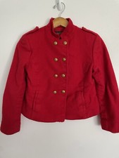 BROOKS BROTHERS SZ 4 RED 100 WOOL DOUBLE BREASTED MILITARY STYLE JACKET WOMEN