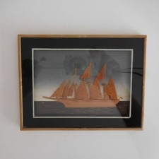 Framed Sailboat Landscape Marine Handmade Art Deco PN France N2832