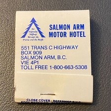 Salmon Arm Motor Hotel British Columbia Canada Matchbook Vinyage Unstruck Book