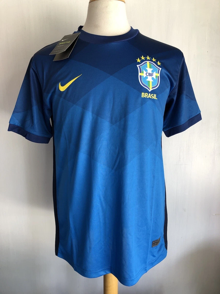 BRASIL (2020-21) Official NWT NIKE Dri-Fit Blue Away BRAZIL Soccer Jersey  Small