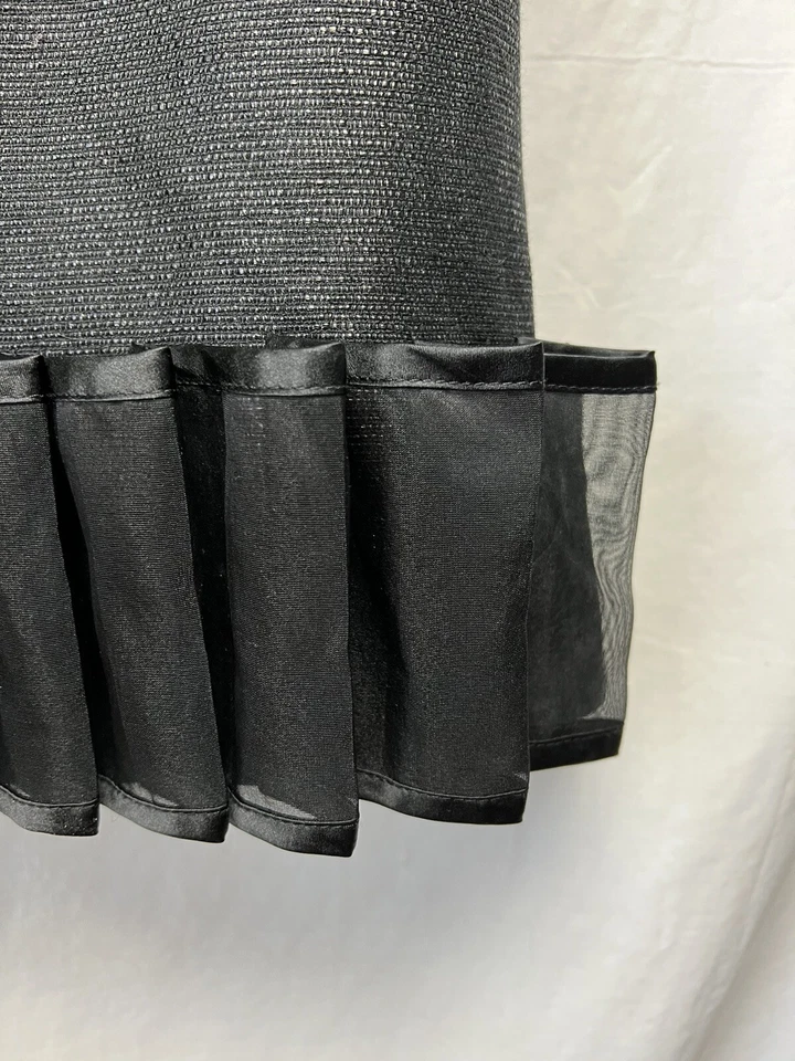 Mini vestido recto con volantes 3.1 Phillip Lim recorte trasero talla 0 negro lazos con bolsillo Foto 4 de 4