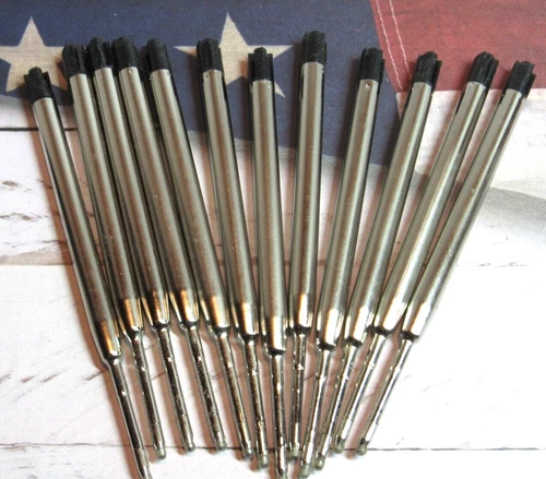 12 Black Metal Ballpoint Pen Ink Refills Medium Point Parker Style-USA seller